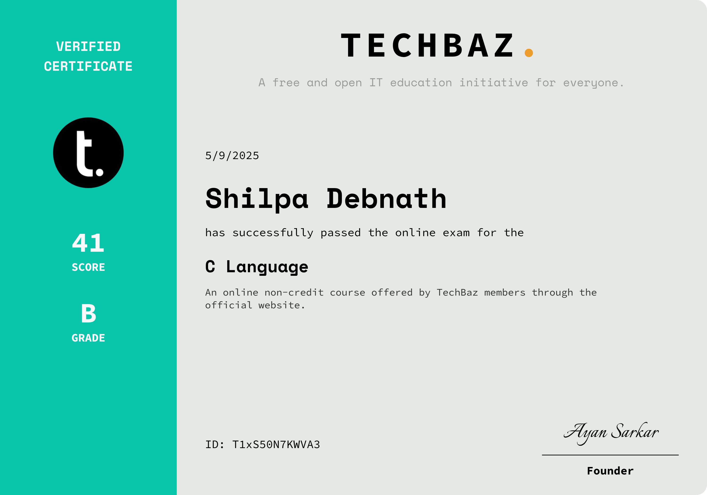 techbaz certificate